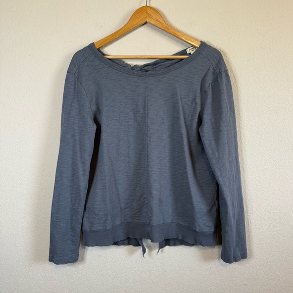 Dylan Brushed Blue Gray Long Sleeve Bow Tie Back Oversized Sweatshirt Size Small - Picture 1 of 9